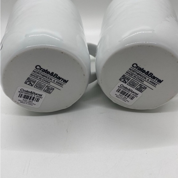 New Crate and Barrel Mercer Snowflake White Porcelain Mugs Set of 2 - Picture 7 of 7